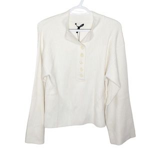 Marissa Webb Arie ribbed cashmere blend Henley sweater in cream size S